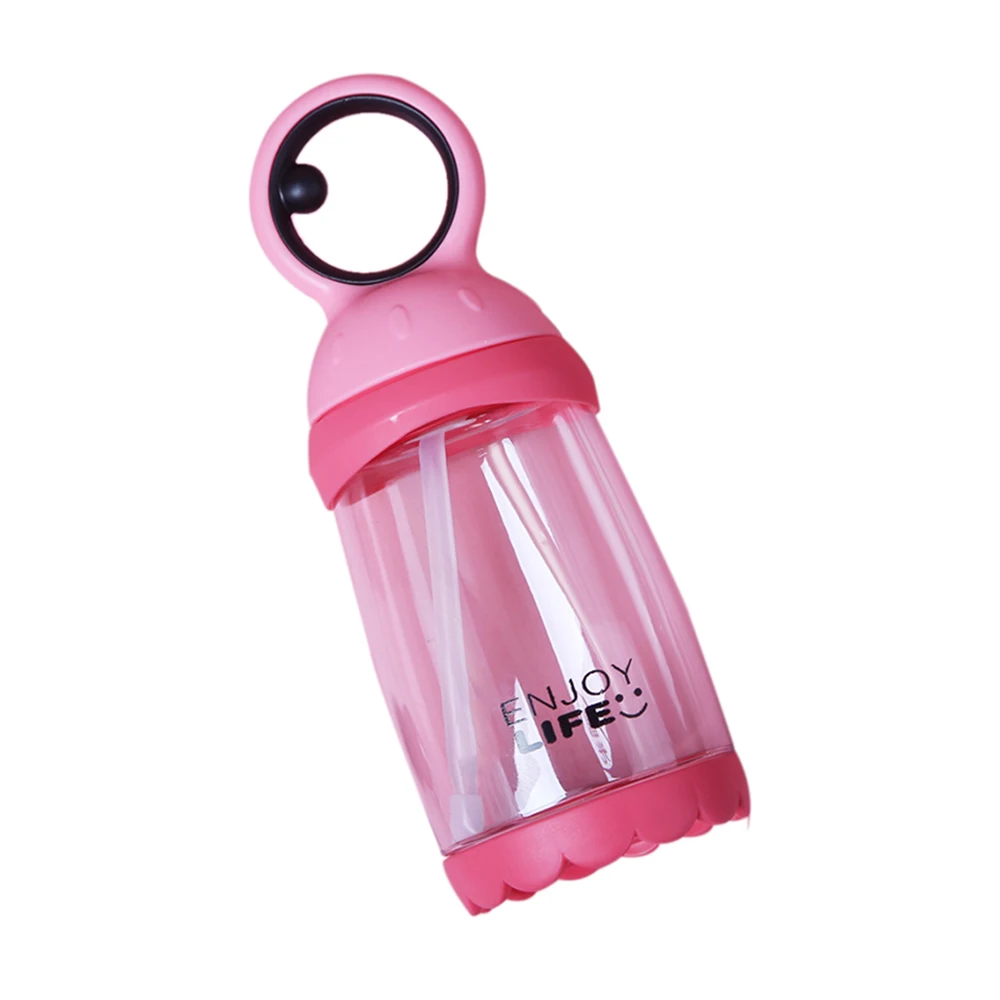 Красный Plastic Sports Water Bottle With Straw Leakproof Drinking Cup Coffee Portable Kettle Fruit Infusion Kids Drink For Outdoor - Цвет: Красный
