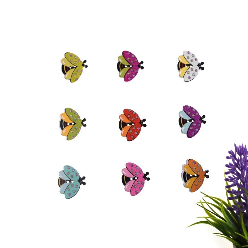 Colorful ladybug Muilt деревянные пуговицы для шитья с животными, скрапбукинг, ремесло, одежда для рукоделия, поставка, 2 отверстия, цвет в случайном порядке, 5-30 мм, новинка, 50 шт - Цвет: Colorful ladybug