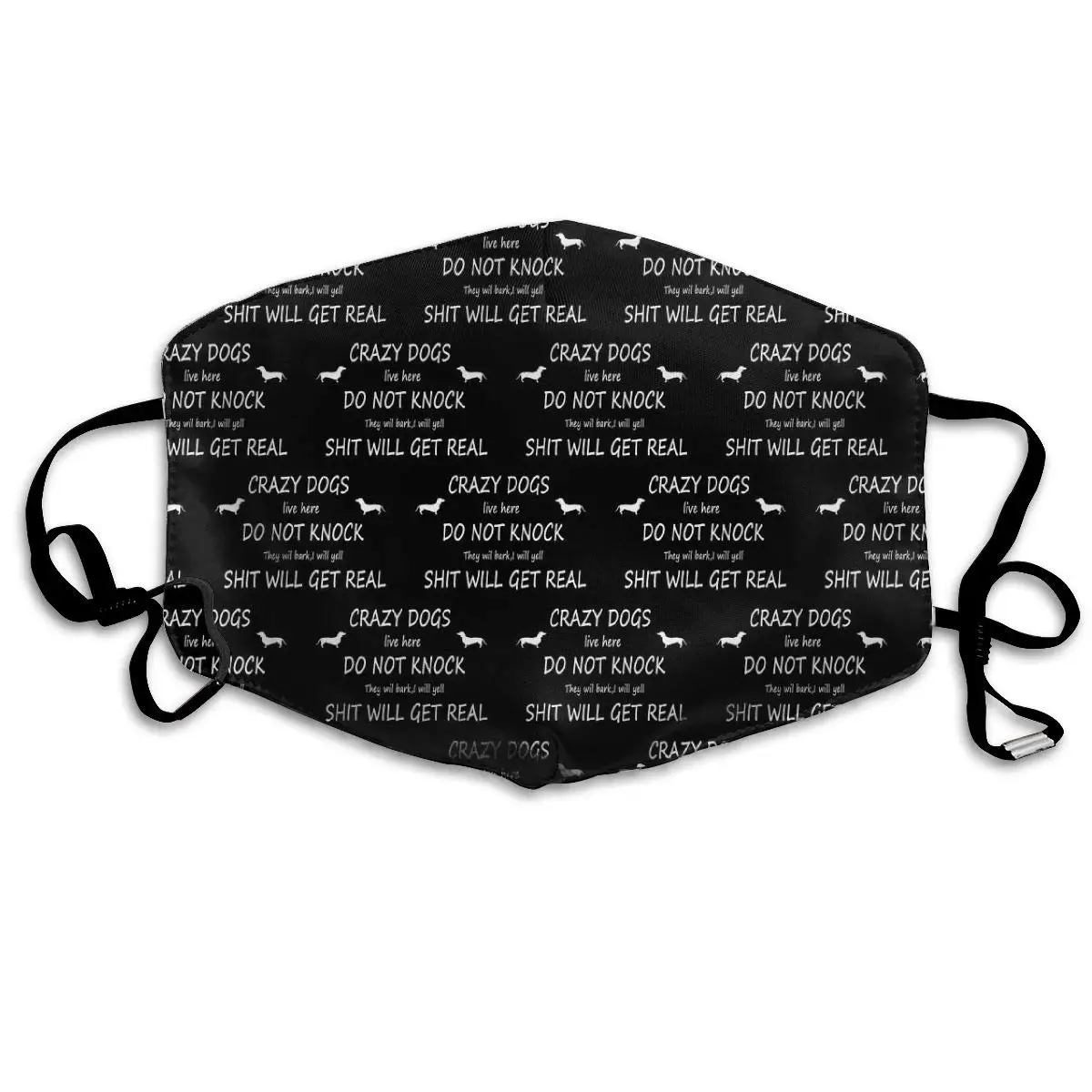 Garde Art Studio Mouth Mask &amp Healthy Fashion Face Cover Masks Crazy Dog Live Here Black Polyester Comfortable Dust-Proof | Аксессуары
