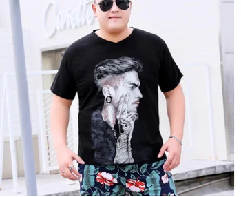 

Plus size men's plus fat plus size social brother printing short-sleeved t-shirt personality fat casual summer t-shirt 7XL