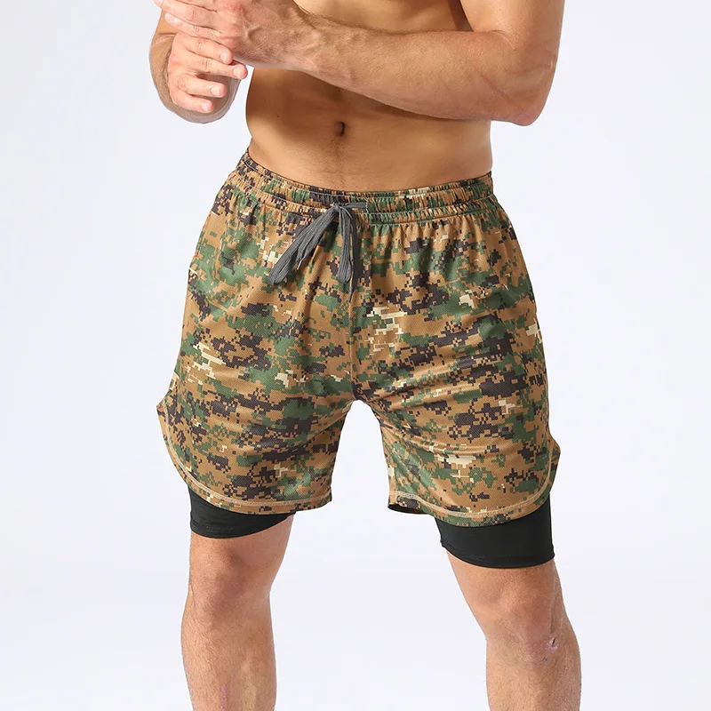 Tactical Running Shorts Men Summer Quick Dry Sport Training Built-in Pockets Hips Hiden Jogging Camouflage Fitness 2 in 1 Shorts casual shorts