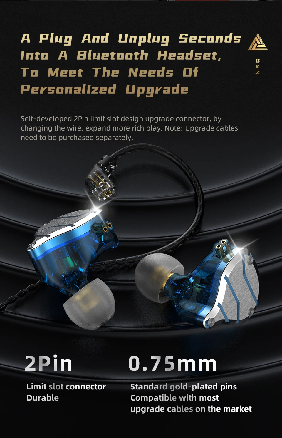 QKZ ZXN ZS10 Pro Noise Cancelling Earphones Headphones Sport in Ear Monitor Metal Headset