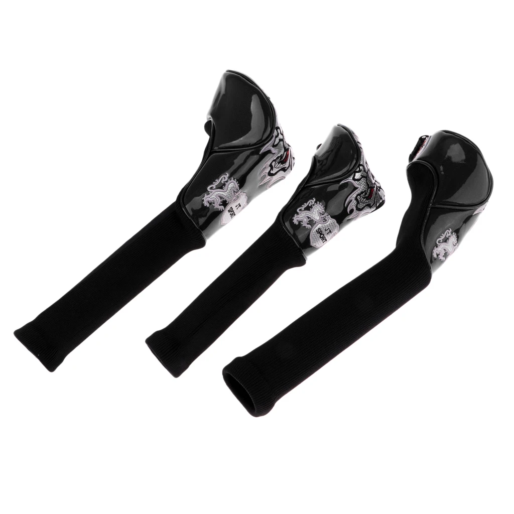 3 Pack Durable Skull Head Golf Cover Headcover for Driver Fairway Wood