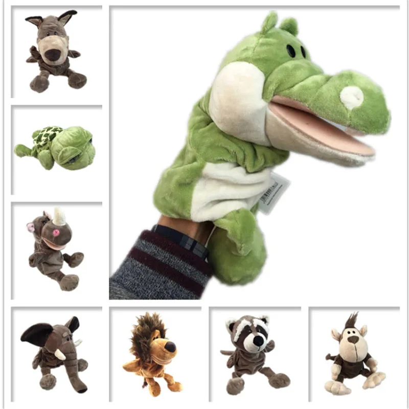 

Child Lovely Animal Plush Hand Puppets Childhood Soft Toy monkey Lion Crocodile Elephantidae Shape Story Pretend Playing Dolls