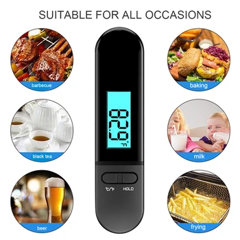 

BBQ Baking Instant Read IP67 Waterproof Universal Food Thermometer Digital Display Roast Meat Kitchen Long Probe With Backlight