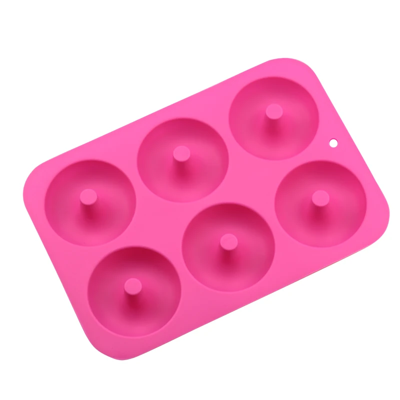 Pink Силиконовая форма для пончиков, форма для выпечки, антипригарная форма для выпечки, шоколадный торт, десерт, инструменты для украшения своими руками, бублики, кексы, Пончики - Цвет: Pink