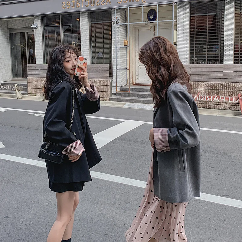 

Main Push Suit Jacket Women's 2019 New Style Online Celebrity Season Korean-style Loose Casual Students Black Short Suit Thin