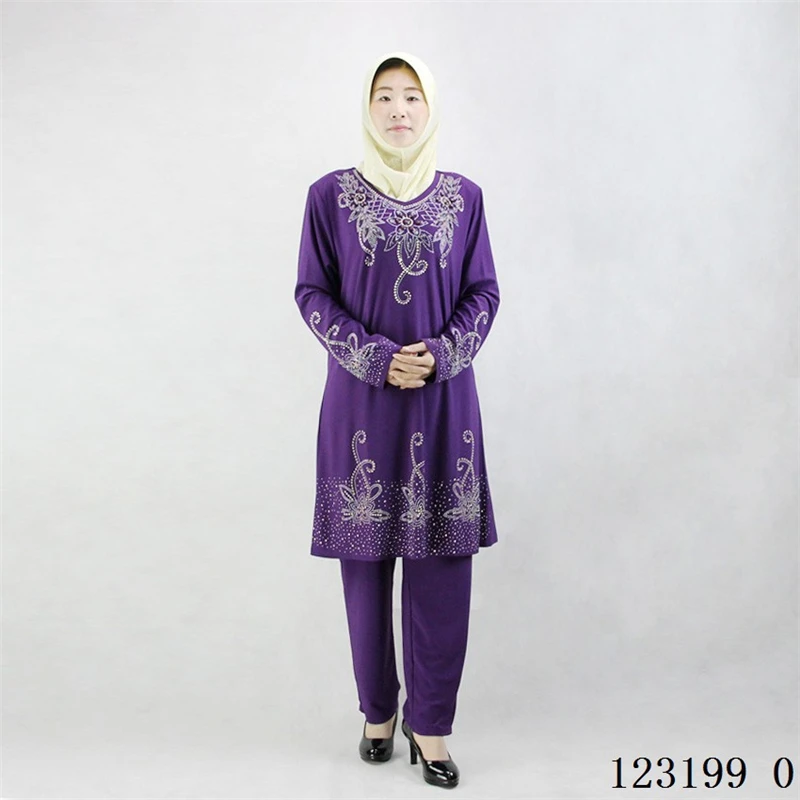 6 видов цветов, мусульманская одежда для женщин, абайя, Арабский кафтан, Дамская мусульманская Мода, Арабская осенняя одежда, комплект штанов, макси для женщин, Дубай, абайя - Цвет: 123199