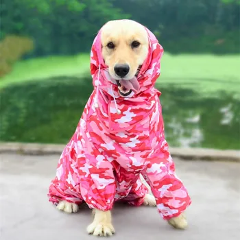 

Pet Small Large Dog Raincoat Waterproof Clothes For Big Dogs Jumpsuit Rain Coat Hooded Overalls Cloak Labrador Golden Retriever