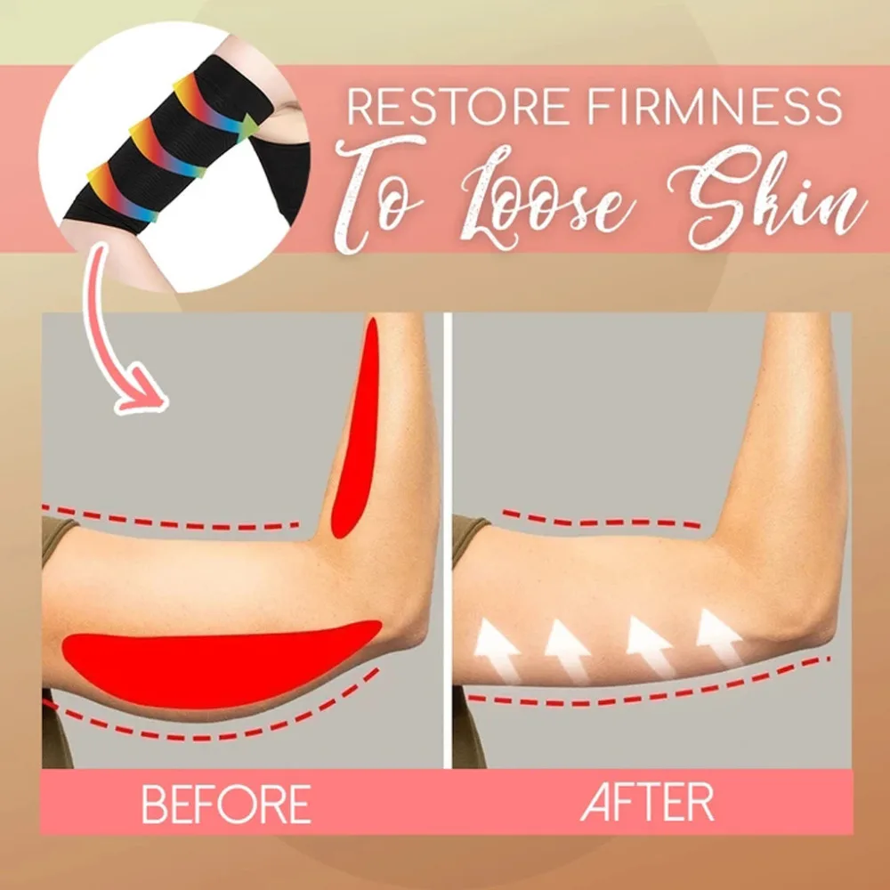 1 Pair Ms. Strong 420D Pressure Shaping Slim Arm Slimming Arm One size fits all breathable Soft elastic self-heating #4D03 (6)