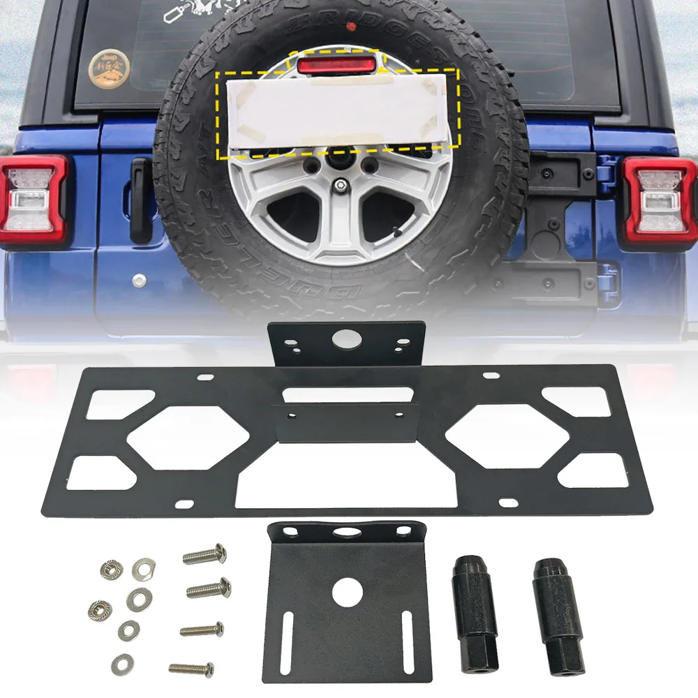 

Spare Tire License Plate Bracket Car Rear Number Registration Plate Relocation Holder for JEEP Wrangler JL 2018 2019 2020 2021