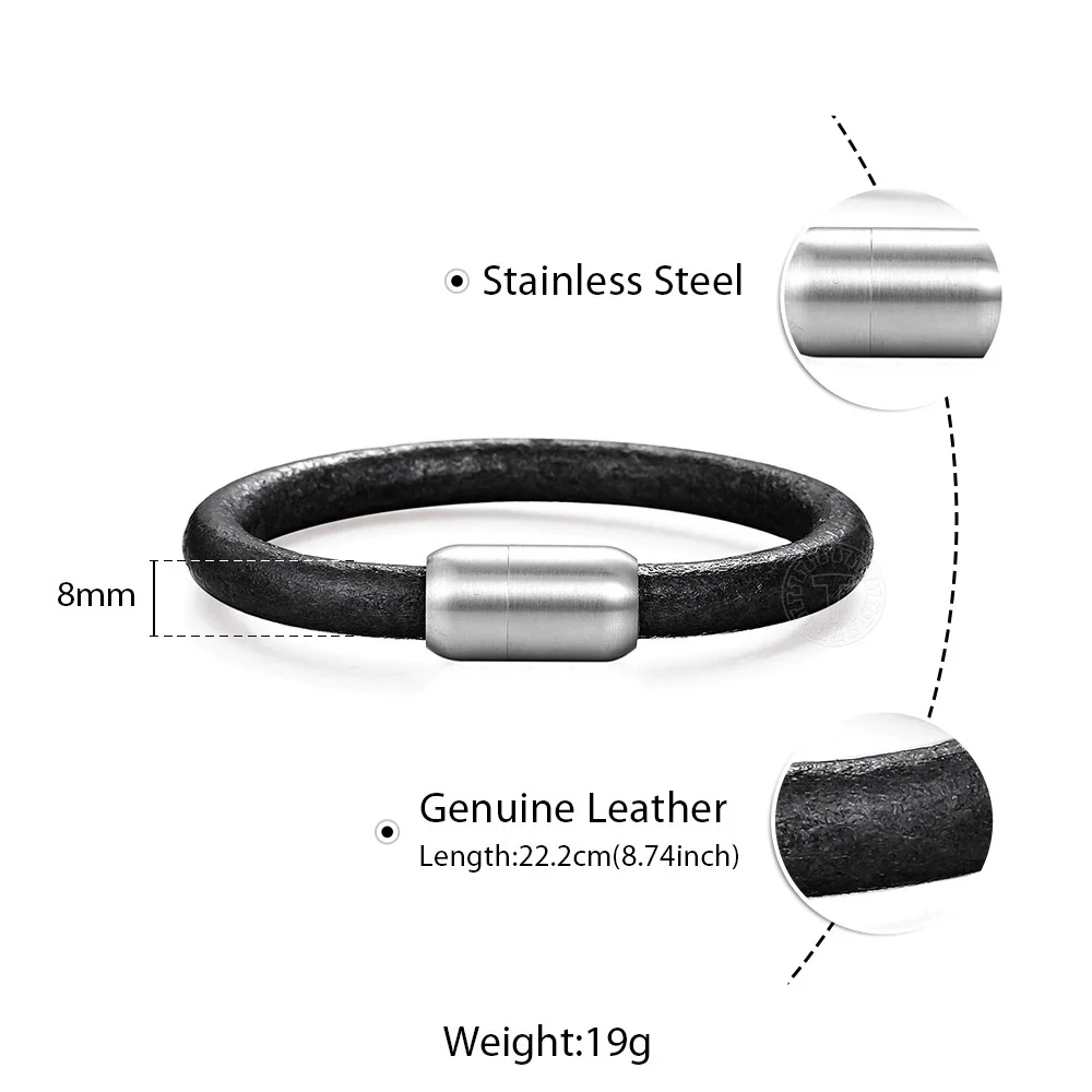 Davieslee, мужской кожаный браслет, нержавеющая сталь, цепь, коробка для пряжки, черный, коричневый, модные браслеты для мужчин, дропшиппинг, LDLB70 - Окраска металла: DLB181 22cm
