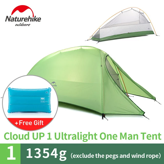 Green Naturehike открытый 1 Человек Палатка Сверхлегкий двухслойный непромокаемый 210 т клетчатая ткань Пляжная палатка - Цвет: Green