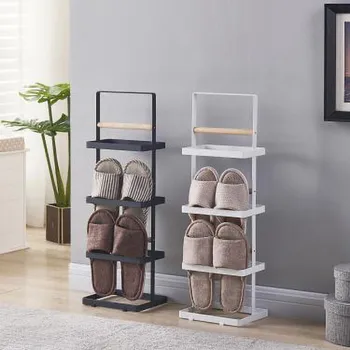 

Ins Multi-layer Slippers Rack Simple Shoe Storage Rack Household Space-saving Integrated Storage Shoe Rack In Black And White