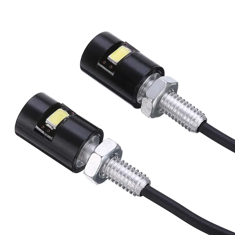 2PCS Motorcycle Number License Plate Lights 12V LED Auto Tail Front Screw Bolt Number Lamp Bulbs White Universal for Motorbike