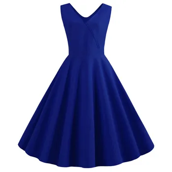 

Sleeveless Vintage Summer Dress Women 1950s 60s Robe Rockabilly Plus Size Sexy Bowknots Party Dress Casual Solid Midi Vestidos