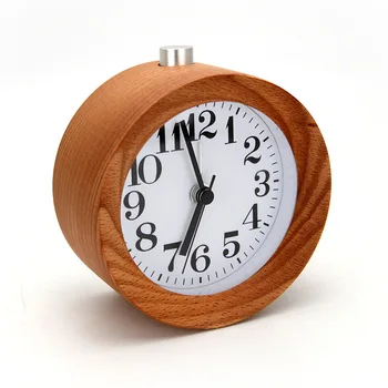 

Hot Sales Wood Clock round Solid Wood Alarm Clock Creative Logs Wooden Night Light Mute Clock with Night Light
