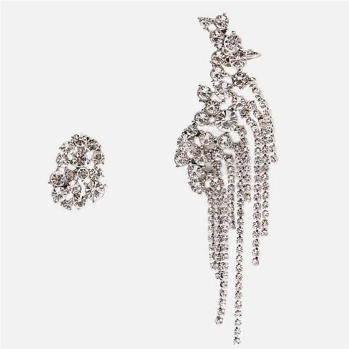 Bestessy ZA Винтаж свисающие серьги, драгоценности серьги для Для женщин с украшением в виде кристаллов в этническом стиле массивные серьги-подвески в форме вечерние Bijoux(украшения своими руками) Ins - Окраска металла: E1787