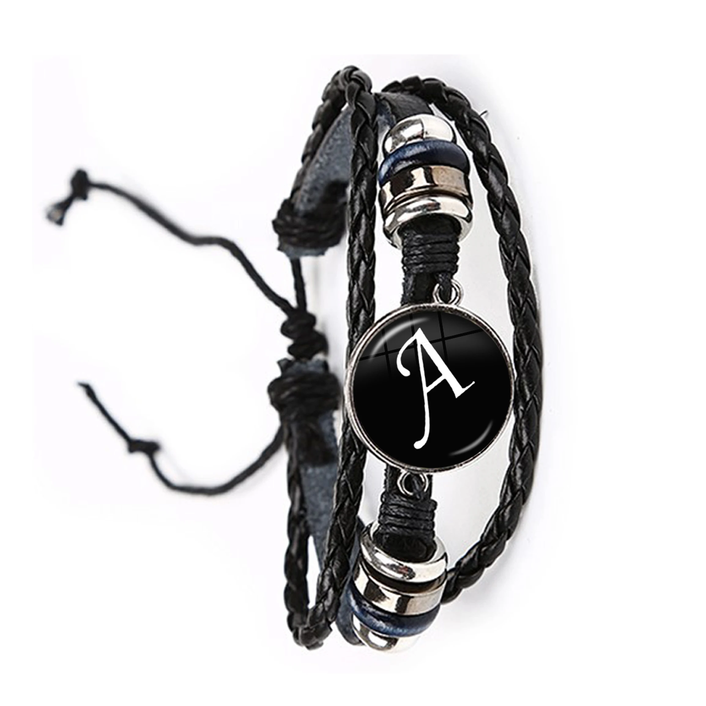 Bracelet Jewelry Fashion A-Z Single Alphabet Leather Bracelet 26 Letters