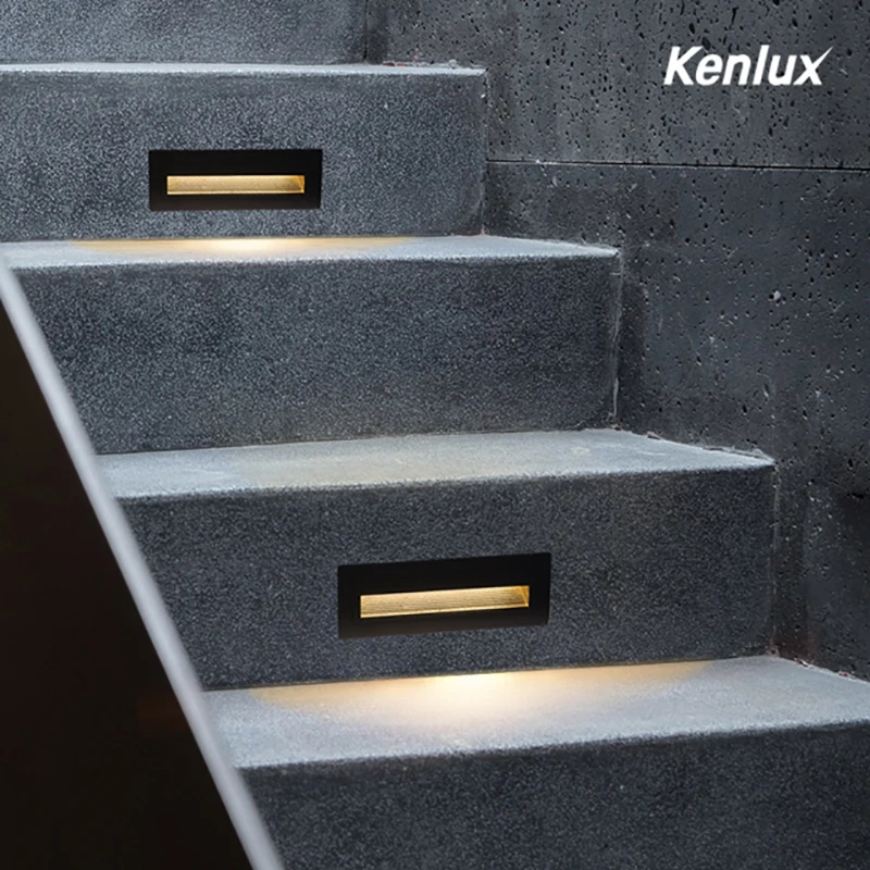 Kenlux светодиодный лестничный светильник, ступенчатый светильник s 6 Вт SMD 210*60 мм, AC85-265V, алюминиевый, наружный, закрытый, водонепроницаемый, встроенный, для лестницы, светодиодный настенный светильник