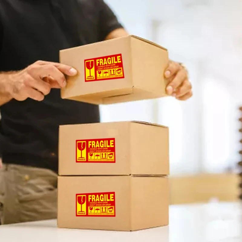 Fragile Stickers Warning Label Sticker Handle With Care Don't Stack or Drop Sticker Shipping Label for Goods 500pcs fragile stickers safety stickers self adhesive stickers adhesive stickers