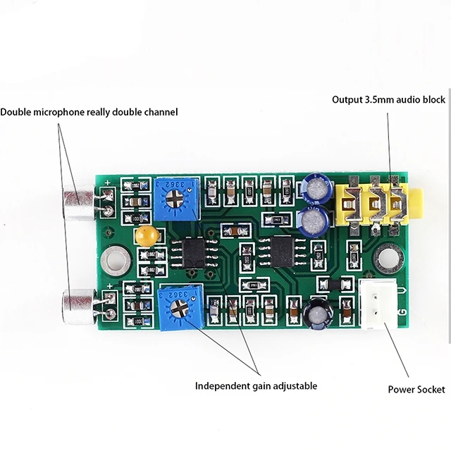

A7-- DC 5V 2-Channel Stereo Audio Acquisition Amplifier Module Gain Programmable