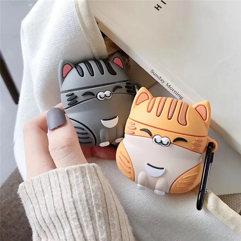 Силиконовый чехол с милыми мультяшными оранжевыми кошками для женщин Airpods 1 2 Pro