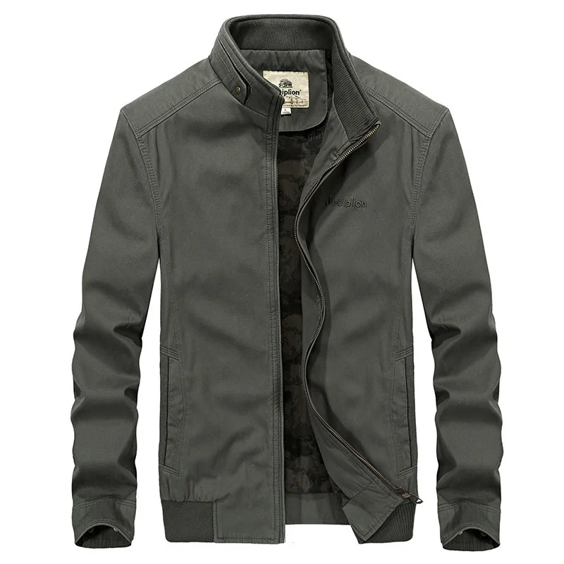 

Men'S Wear Spring And Autumn New Style Pure Cotton Large Size Jacket Middle-aged Loose-Fit Workwear Tops Stand Collar Casual Coa