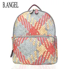 

Fashion Colorful Woven Backpack Waterproof Large-Capacity Leather Backpack Student Youth Campus Backpack Knitted Travel Bag
