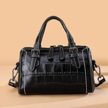 

2019 New Female Leather Shoulder Bag Fashion Wild Casual Messenger Handbag Large Capacity Crocodile Pattern Tide