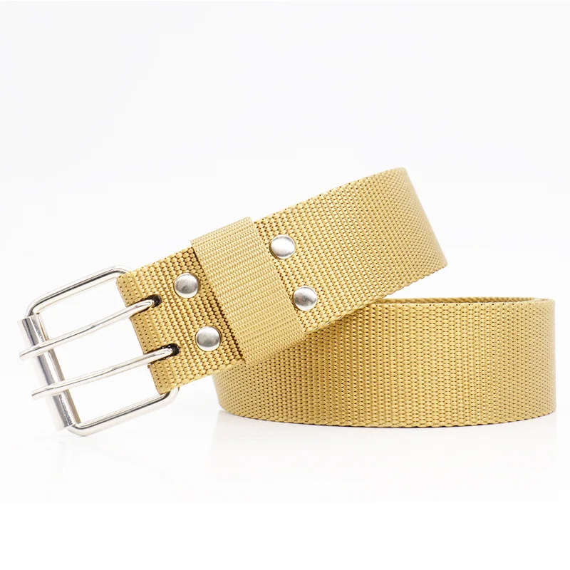 Feiyi 3.8cm Wide Ladies Double pinhole Buckle Tactical Belt Buckles Stainless Steel durable casual Fashion pin Buckle belt