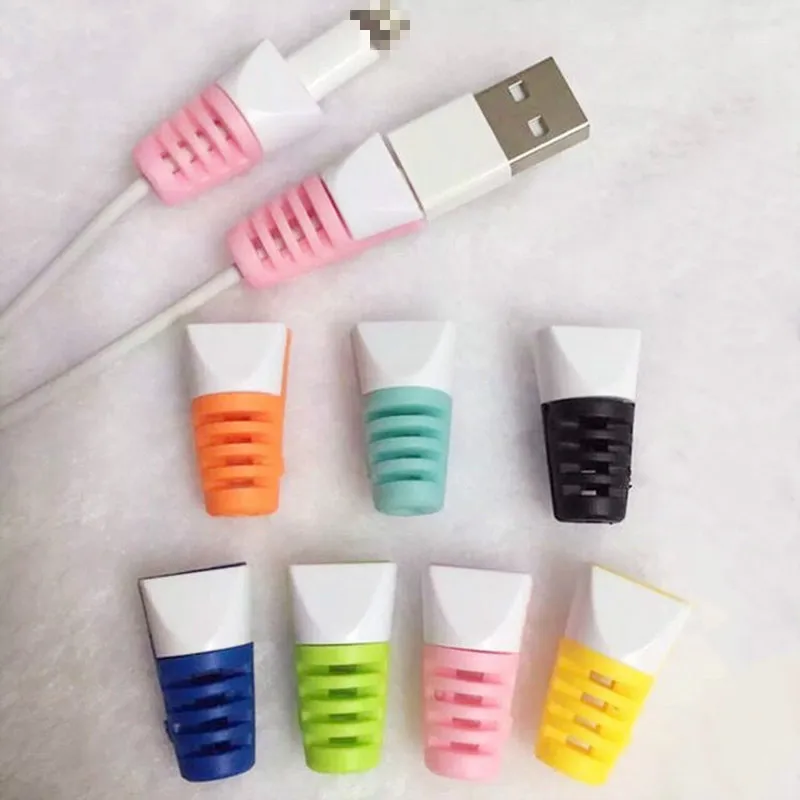 

2pcs/Set Soft Cable Protector Bobbin Winder Data Line Case Protection Spring Twine For iPhone Android USB Charging Cable Cover