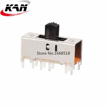 

50PCS SS-23H02 2P3T Double pole three throw 3 position slide switch 8 solder lug pin DIP type with 4 fixed pin