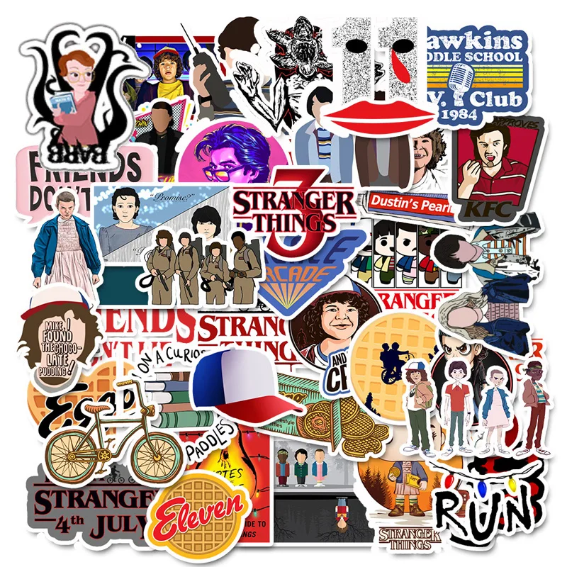50 шт. Stranger Thing фигурные наклейки съемочной наклейка на холодильник для Чемодан скейтборд мотоцикл ноутбук Водонепроницаемый Стикеры