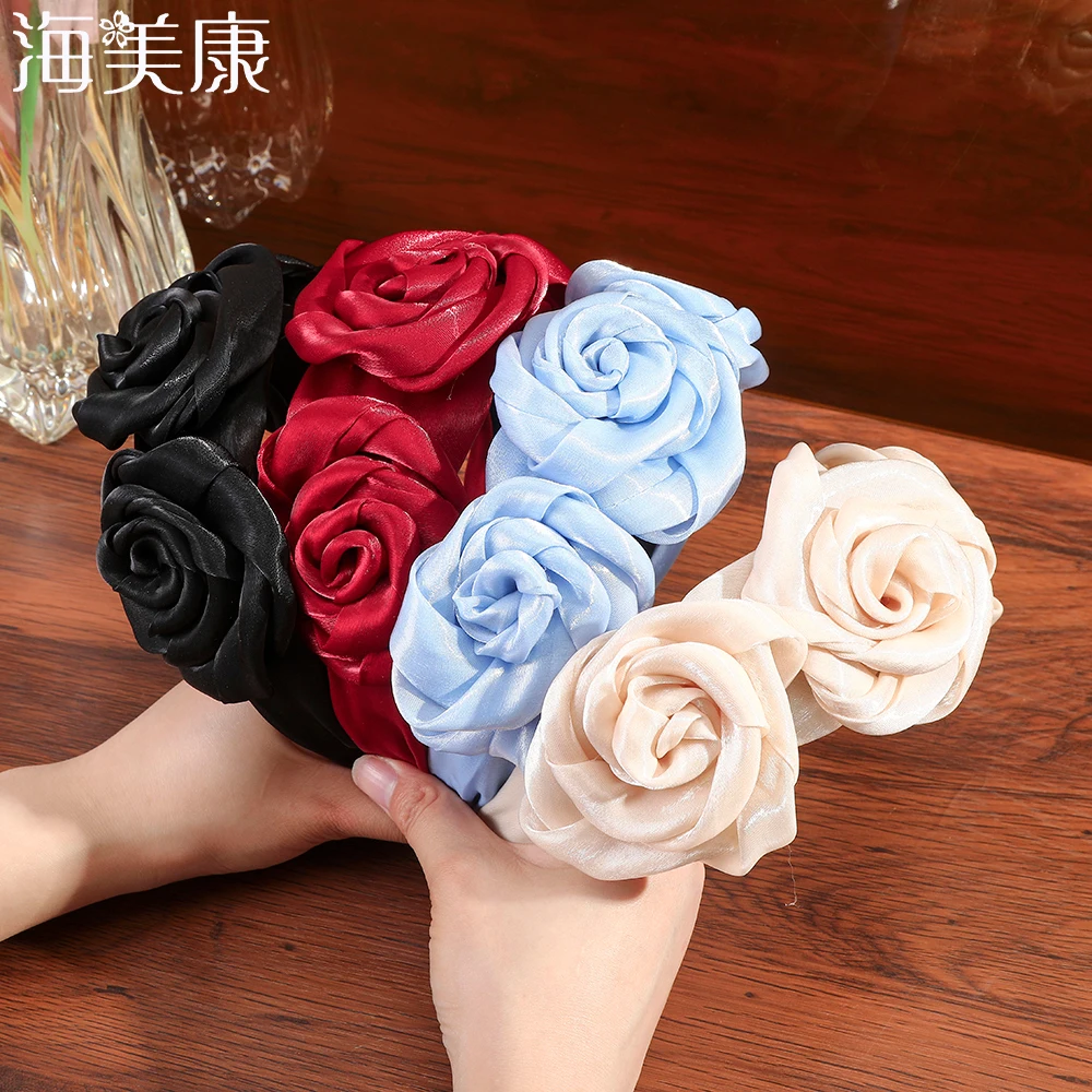 

Haimeikang Bohemia Handmade Floral Headband Big Rose Flower Hairhead Hair Accessories For Women Girls Party Hair Ornaments