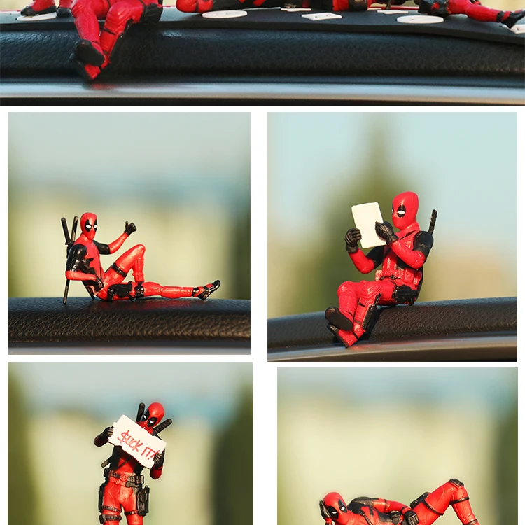 Marvel superhéroe decoración del interior del coche figuras de personalidad Deadpool decoración de la consola central del coche animación accesorios del interior del coche Marvel fan gift