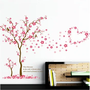 

Beautiful Blooming Plum Flowers Tree Wall Stickers For Shop Office House Decoration Diy 3d Plant Wall Mural Art Home Decals