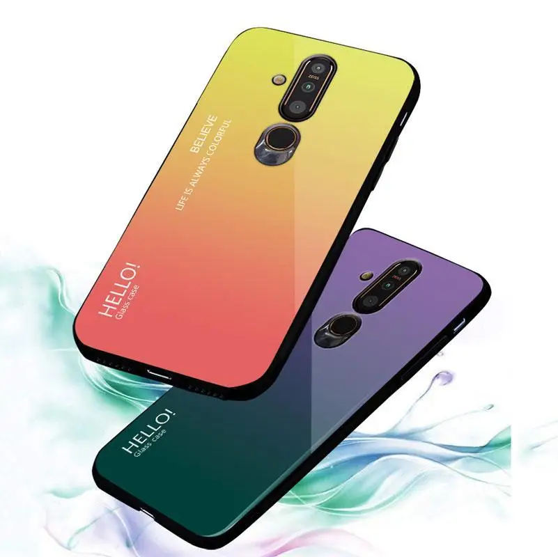 Для Nokia X71 X6 X7 3,1 Plus 1 Plus 7Plus 7,1 Plus 4,2 противоударный градиентный закаленное стекло чехол для телефона силиконовая рамка задняя крышка