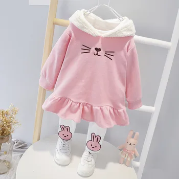 

Autumn Baby Girl Clothes Outfit Toddler Cartoon Rabbit Sweatshirt+Leggings Two Piece Newborn Set Cute Infant Girls Hooded Suit