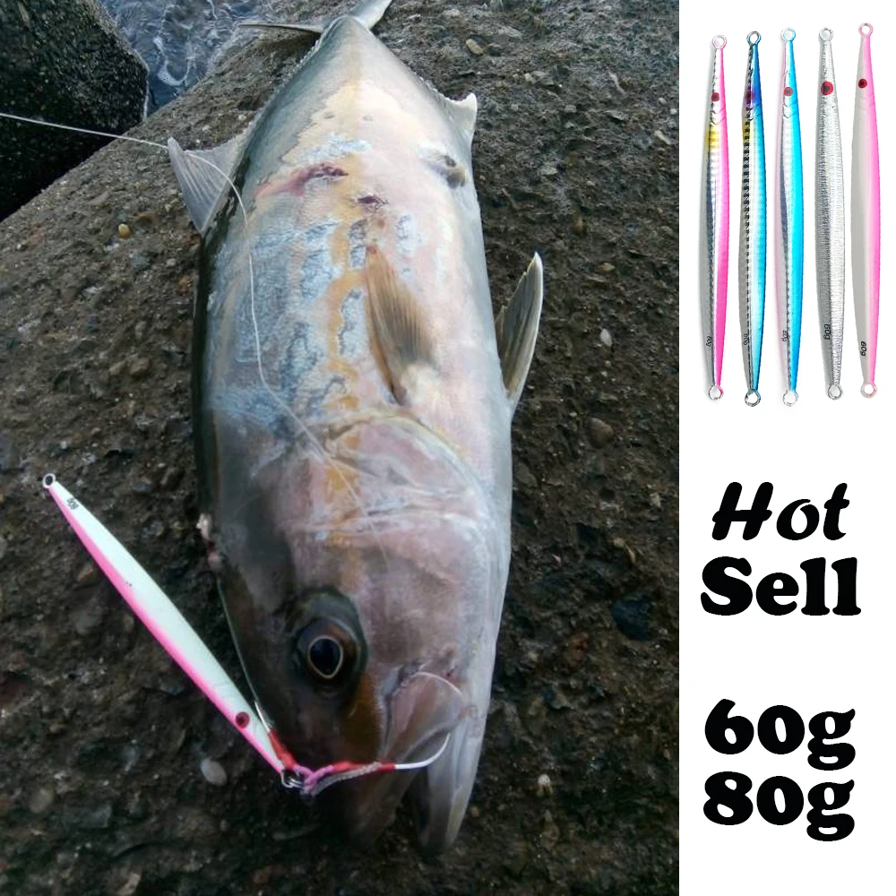 

JEKEKU 2020 Hot Selling Slow Metal Jiging Lure 60g 80g Jigging Lead Fish Sea Bass Fishing Lure Artificial Bait Lead Lure