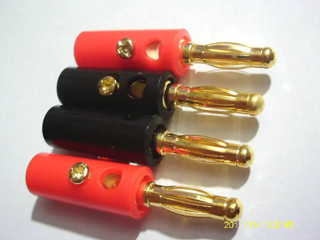 1000 PCS 4MM gold plated banana plug Black And Red...
