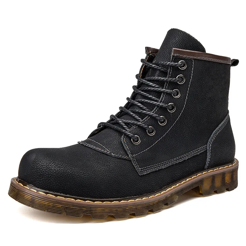 

Snow Boots 2019 New Brand Leather Ankle Boots Autumn Winter Men's Boots Fashion Motorcycle Boots Outdoor Working shoes %9090