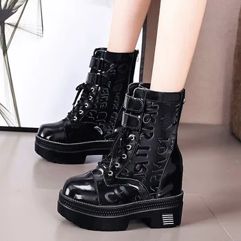 

Autumn 2020 and Winter New Women's Boots Thick-soled Round Toe Fashion Martin Boots Women's Casual Slope Heel Flat Ankle Boots