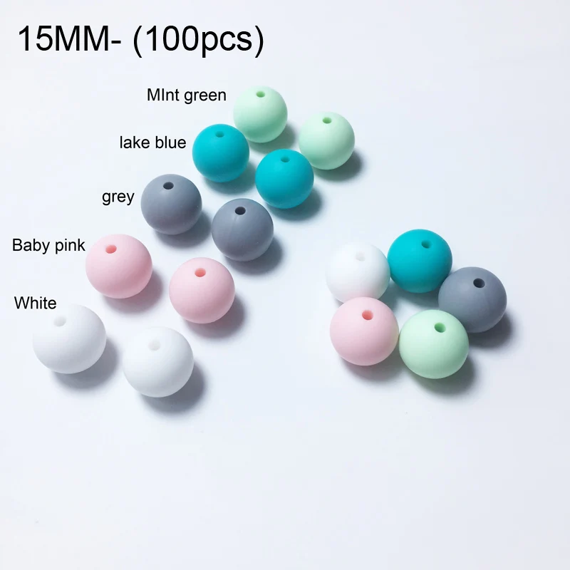 size 15MM Candy G 100 шт силиконовые бусины 15 мм/12 мм/10 мм/20 мм, экологически чистые сенсорные Прорезыватели зубов, ожерелье, пищевая игрушка, игрушки для детей, прорезыватель BPA Safe - Цвет: size 15MM Candy G