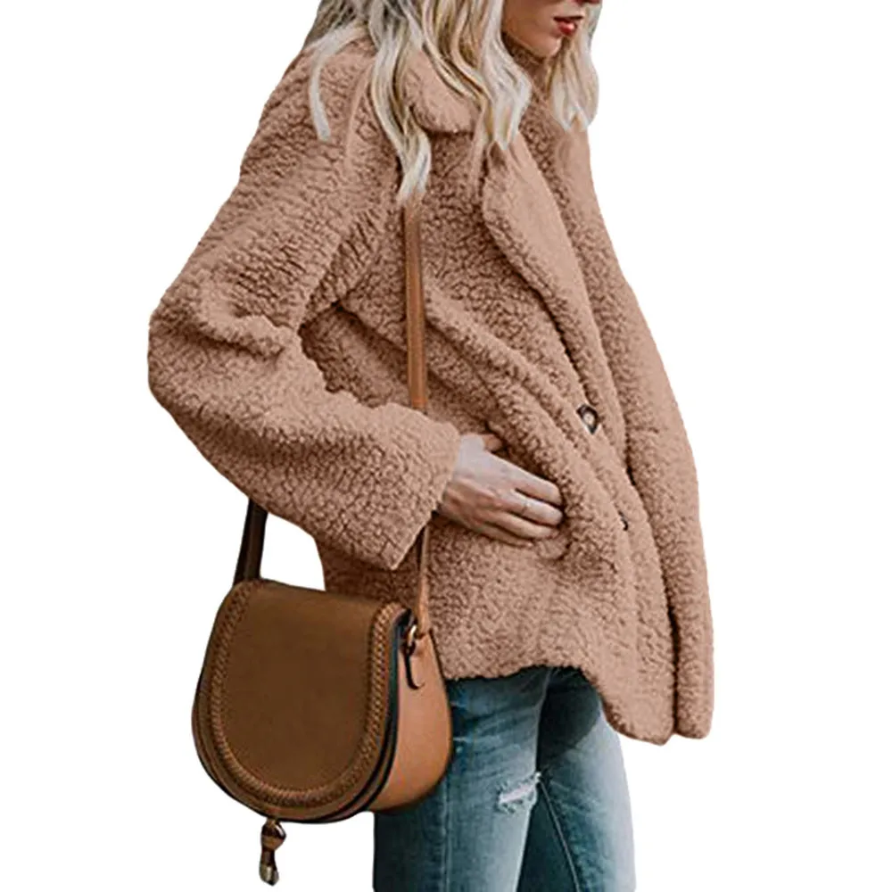 Home&Nest Winter Faux Fur Coat Women Autumn Oversized Outerwear Female Overcoat Thick Warm Ladies Teddy Bear Coat Winter Coats
