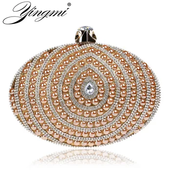 

YINGMI egg shaped ceramic hohemian style women evening bags shoulder chain small clutch party dinner case bags
