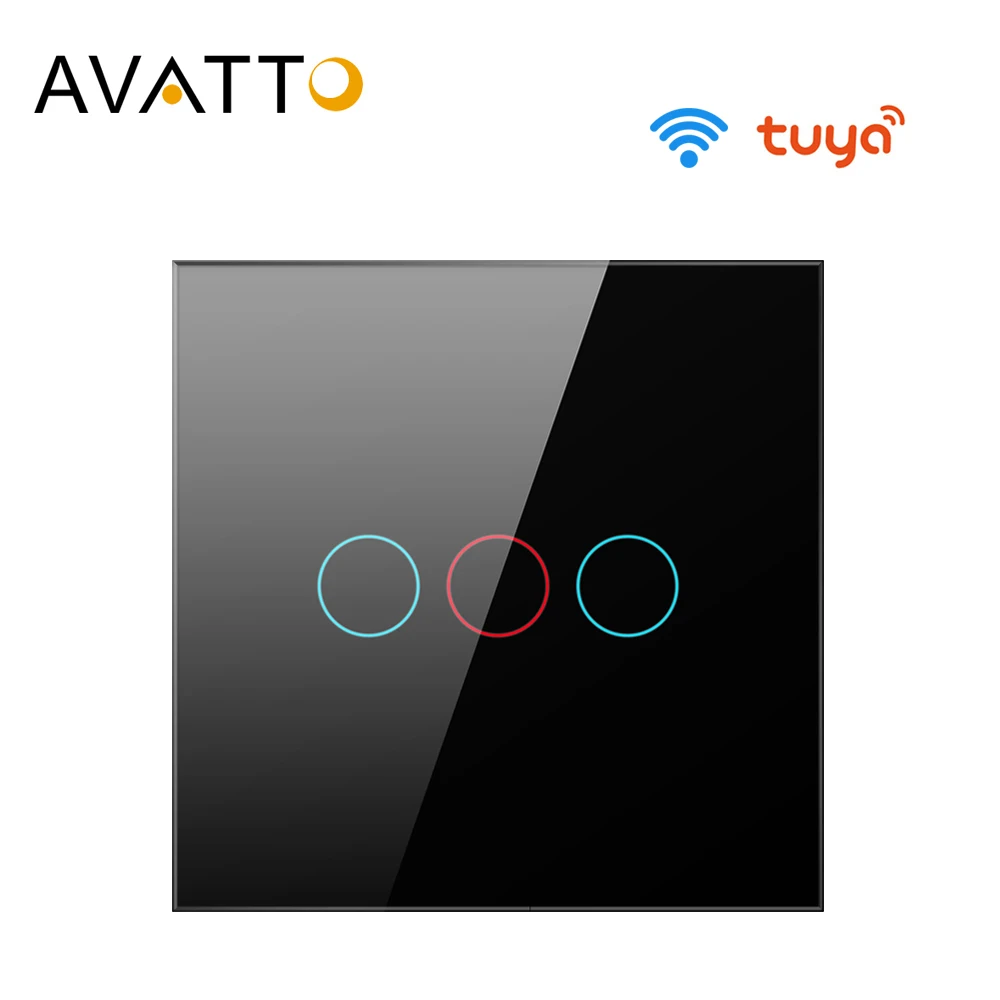 Переключатель AVATTO Tuya с поддержкой Wi Fi и стеклянной панелью 1/2/3 клавиши|Модули для