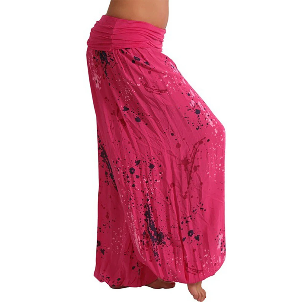 Women Bohemian Floral Print Long Pants 2021 Mid Waist Vintage Harem Pants Elastic Waist Boho Beach Trousers Plus Size 5XL plus size clothing Pants & Capris