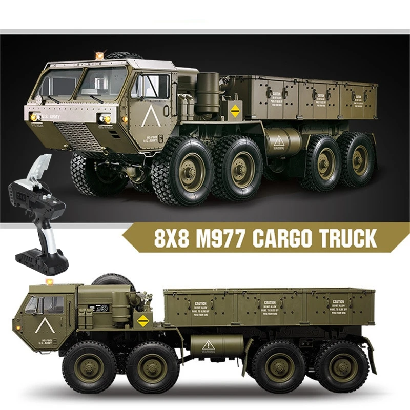 High Imitation 8X8 Remote Control US Military Off Road Truck 2.4G All-Terrain Tire Hole-through Alloy Front/Rear Axle RC Vehicle 5