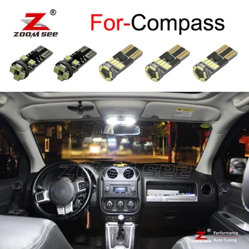 

white LED bulb Interior Dome Map light For Jeep Compass , LED Reading overhead trunk Sunvisor + LED plate lamp for Compass